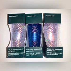 Starbucks Cold Cup Keychain Collectible 1 Azure 2 Jeweled Unicorn Bundle NEW